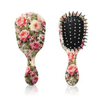 Mini Hair Brush,Cute Detangling Travel Hair Brush,Soft Bristles for Effortless Tangle Removal,Detangler Hairbrush for Women Men Boys Girls Kids Wet Dry All Hair Types (Pink White Roses, Mini)
