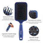 RHOS Paddle Hair Brush for Men-Detangler Brush with Nylon Bristles for Thin,Short,Thick Hairs-Square Cushion Hair Brush for Detangling,Smoothing,Massage(1 Pack-Blue)