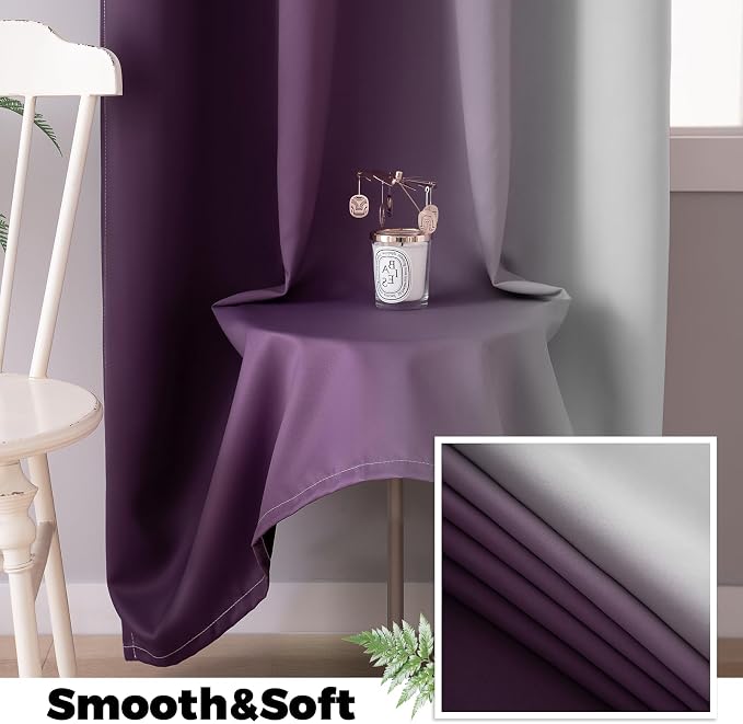 Yakamok 100% Blackout Curtains Ombre Purple Curtains - Image 5
