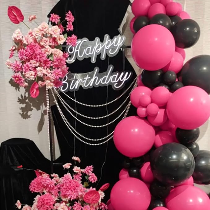 Hot Pink Balloons 100 pcs 12 inch Thicken Latex Hot Pink Balloon Pink Round - Image 5