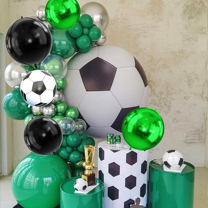 Soccer Round Foil Balloons, Metallic Green Black Soccer Foil Baloon - Image 5