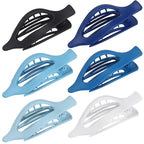 Flat Hair Clips for Women - 6 PCS French Flat Claw Clips Medium Hair Clips for Girls Large Hair Claw Clips for Thick or Thin Hair Strong Hold No Slip Hair Accessories for women (Blue)