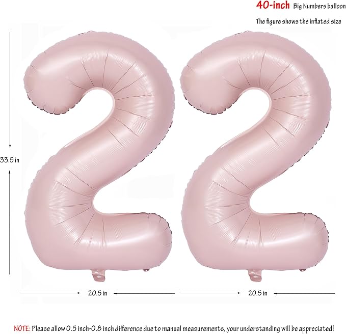 40 In Matte Pink Number Balloons Helium Foil Mylar Balloon Party Digital 22 | - Image 2