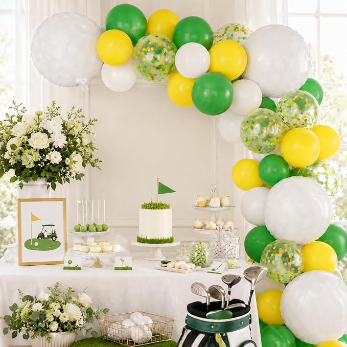 Golf Balloons for Sports Party Decor | 12 Inch Green Yellow Golf Theme Balloons - Image 8