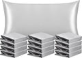 NTBAY 12 Pack Satin King Pillowcases for Hair and Skin, Luxurious and Silky Pillow Cases with Envelope Closure, 20 x 36 Inches, Silver Grey