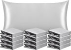 NTBAY 12 Pack Satin King Pillowcases for Hair and Skin, Luxurious and Silky Pillow Cases with Envelope Closure, 20 x 36 Inches, Silver Grey