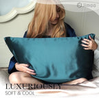 100% Mulberry Silk Pillowcase for Hair and Skin, 22 Momme Pure Natural Silk Pillow Case Both Sided with Zipper, Pillow Cover for Women Mom Men (Fog Blue, King 20''×36'', 1 Pack)