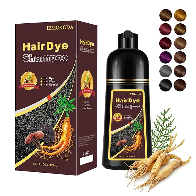 Chestnut Brown Hair Dye Shampoo 3 in 1, Instant Natural Hair Color Shampoo Hair Dye for Women & Men Maroon, Root Touch Up & Easy To Use & Lasts 3-4 Weeks & All Hair Types, 16.9 fl.oz