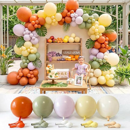 Sage Green Orange Yellow Balloon Arch Garland Kit Double Stuffed | Pale Purple - Image 3