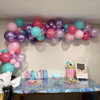 Jobkoo Pink Purple Blue Balloons 60 PCS Metallic Purple Teal Hot Pink Party - Image 2