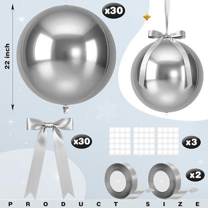 Jenaai 30 Set Round Foil Balloons Bulk 22 Inch 4d Metallic Giant Balloons Set - Image 2