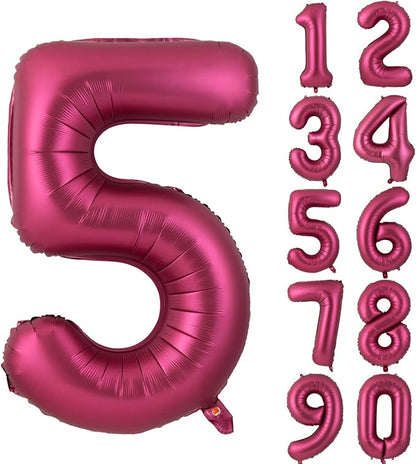 Number 5 Balloons 40 Inch Wine Red Burgundy Foil Number Balloon 5 | Wine Red by Yeodong