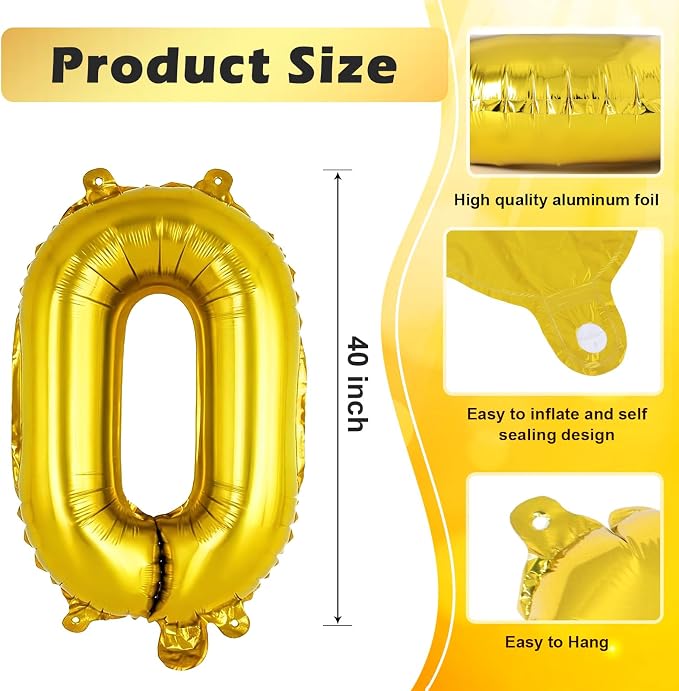 Gold Letter O Balloons, 40 Inch Large Foil Letter Balloons, Custom Phrase - Image 2