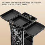 Salon Rolling Trolley with 4 Drawers/Stainless Steel Frame Storage Tool Holder for Barbershop Beauty Spa and Hair Salon Beauty Black