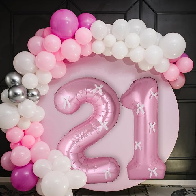 40 Inch Number Balloons with Bow Coquette Birthday Decorations Giant Number 1 - Image 5