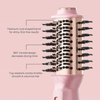 PLAVOGUE Mini Dual Voltage Hair Dryer Brush, 700 Watts Travel Hot Air Brush with European Plug，Ionic One Step Blow Dryer and Styling Brush with Ceramic Coating for Women for Home & Salon (Pink)