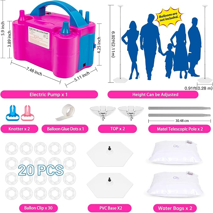 Balloon Column Stand Kit with Electric Balloon Pump | Adjustable Metal 9 Feet - Image 2