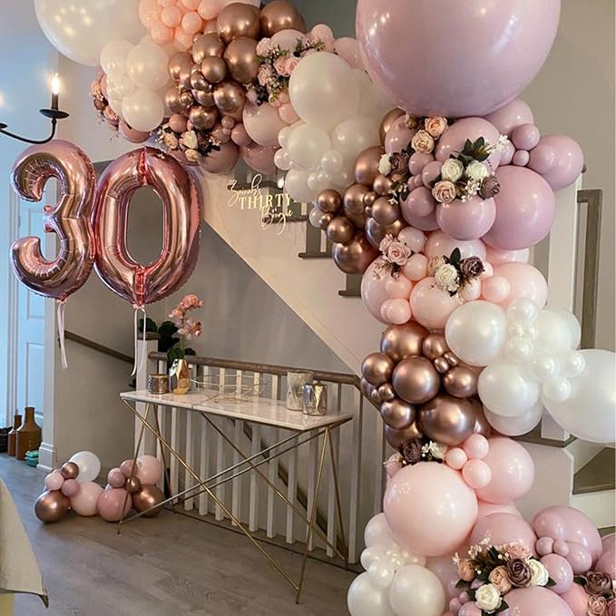 PartyWoo Dusty Pink Balloon Arch Kit 142pcs Rose and Pink Balloons | Nude White - Image 6