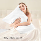 BEDELITE Satin Pillowcase with Zipper, White King Size Pillow Cases Set of 2, Super Soft and Cooling Similar to Silk Pillow Cases, Gift for Women Men(20x40 Inches)