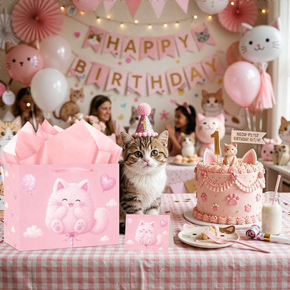 Cute Chubby Pink Cat Gift Bag - Image 5