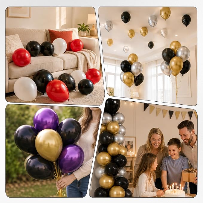 Black Balloons, 12 Inch Black Latex Party Balloon | 30 Pack Matte Black Helium - Image 6