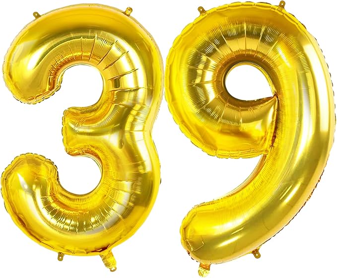 Number 39 Balloons for 39th Birthday Party Decorations, 0-100 Large No.39 for by Joycard