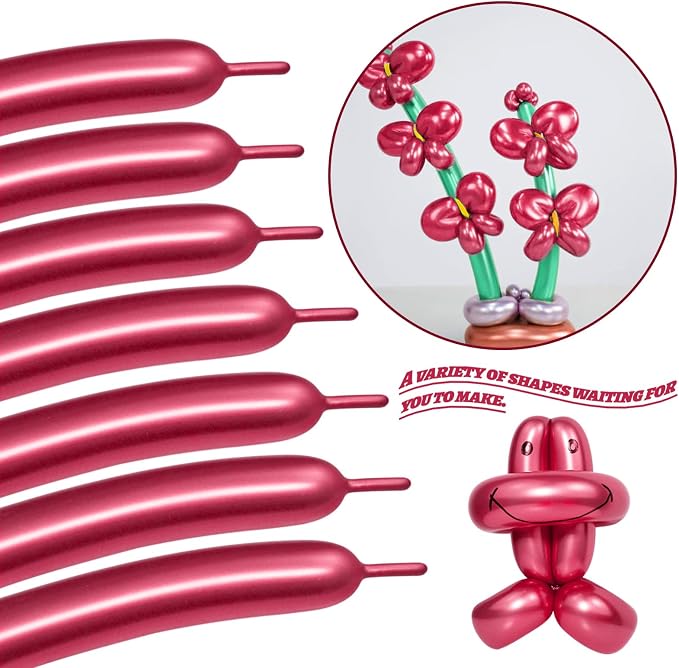 LXZFCRG 260 Long Balloons, Shiny Metallic Latex Twisting Balloon - Image 4