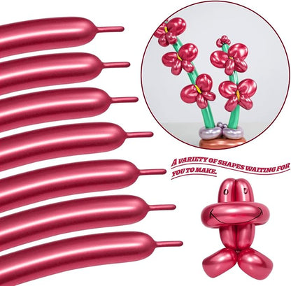 LXZFCRG 260 Long Balloons, Shiny Metallic Latex Twisting Balloon - Image 4