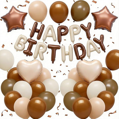 Cream Brown Birthday Decorations by BTZO
