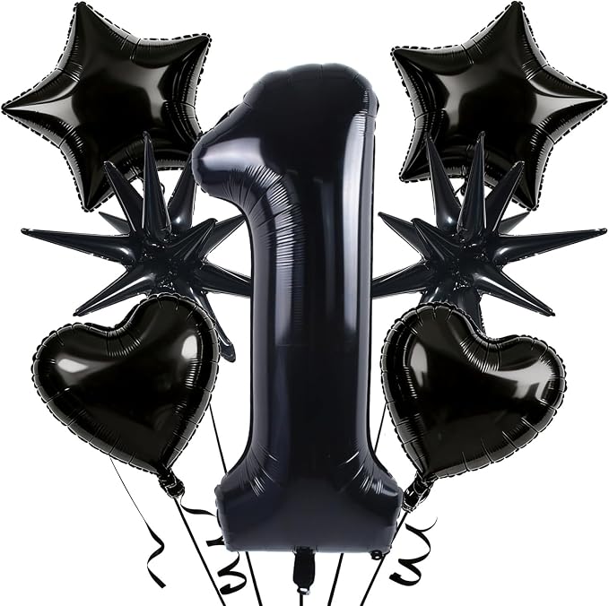 TONIFUL 1st Birthday Balloons Kit 40 Inch Black Large Number 1 Foil Balloon | by TONIFUL