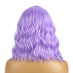 BERON 14 Inches Purple Wig Short Curly Wig Women Synthetic Wigs Lavender Purple Wigs with Bangs Hairnet Included