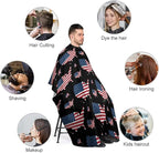 Extra Long Hair Cutting Salon Cape, Haircut Apron USA Map Patriotic Black American Flag Hair Cutting Cloak for Hair Dye