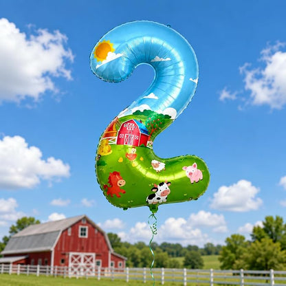 40'' Farm Number 2 Balloon, Farm Animal Birthday Decorations, Farm Barnyard 2nd - Image 6