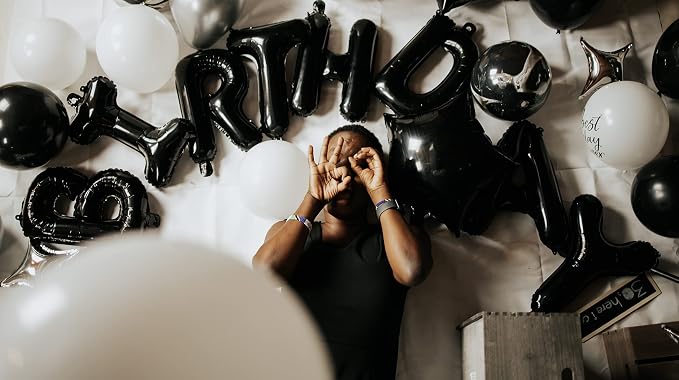 16" Black Letter Number Balloons, Happy Birthday & 2 Sets of A-Z 0-9, Foil - Image 5