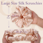 OLESILK Silk Scrunchies Oversized 100% Mulberry: Large for Long Thick Hair, Soft and Smooth for No Damage Hair Care Sleeping, Vintage Fashion