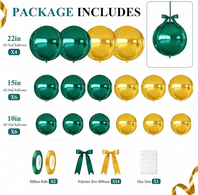 Green Gold Round Foil Balloons - Image 2