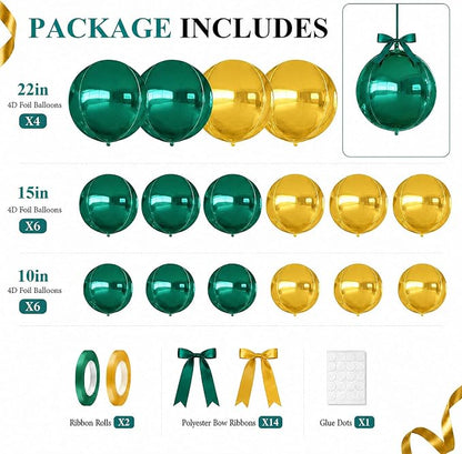 Green Gold Round Foil Balloons - Image 2