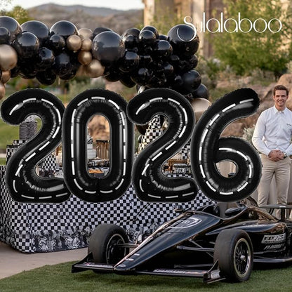 Race Car 40 Inch Black 4 Big Large Helium Balloon Number 0-9 | Track Giant - Image 4