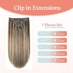 XDhair Clip in Hair Extensions Human Hair 160g 20 Inch 7pcs Chocolate Brown Mixed Caramel Blond Clip in Hair Extensions Real Human Hair for Full Head #4p27/20 inch