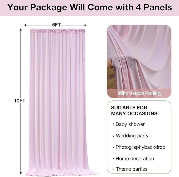 20ftx10ft Wrinkle Free Light Pink Backdrop Curtains - Image 6