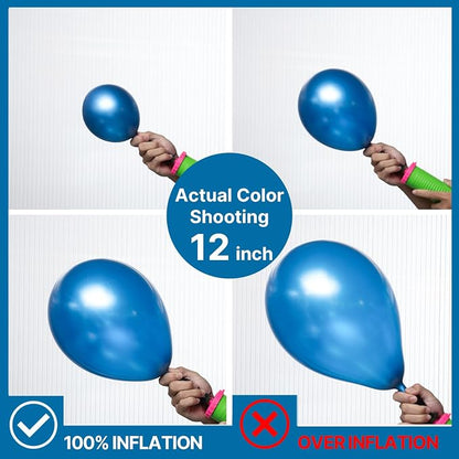 PartyWoo Metallic Blue Balloons 50pcs Chrome Blue Color 12 Inch | Balloons - Image 3