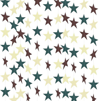 BEISHIDA 6Pcs Green and Brown Star Garland Decor Twinkle Paper Star Streamers by Beishida
