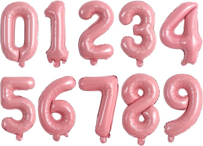 TONIFUL 16 Inch 10 Pcs Light Pink 0-9 Birthday Number Balloons | Small Custom by TONIFUL