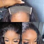 Water Wave Lace Front Wigs Human Hair Brazilian 180% Density Virgin Hair 4X4 Deep Curly Lace Closure Wigs for Black Women Pre Plucked with Baby Hair Natural Color (28 Inch,Water Lace Closure Wigs)