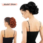 Ponytail Extension, Clip on Ponytails for Women, 9" Claw Clip in Short Curly Wavy Pony Hair Extension for Women - Red