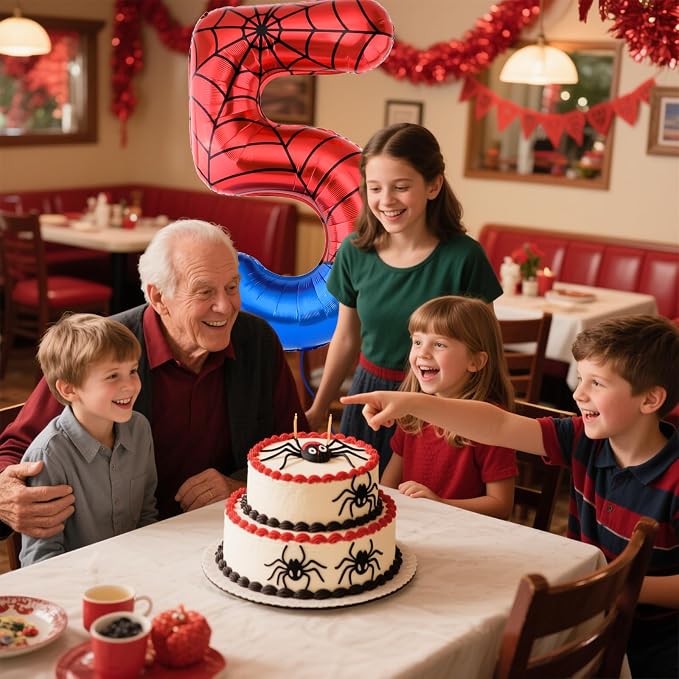 40 Inch Vibrant Spider-Themed Number Foil Balloons - Image 7