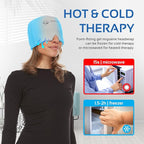 Migraine Relief Cap Ice Head Wrap Headache and Migraine Hat | Headache Relief with Hot/Cold Gel Head Ice Pack with Face and Eye Headache Mask Compress - Grey