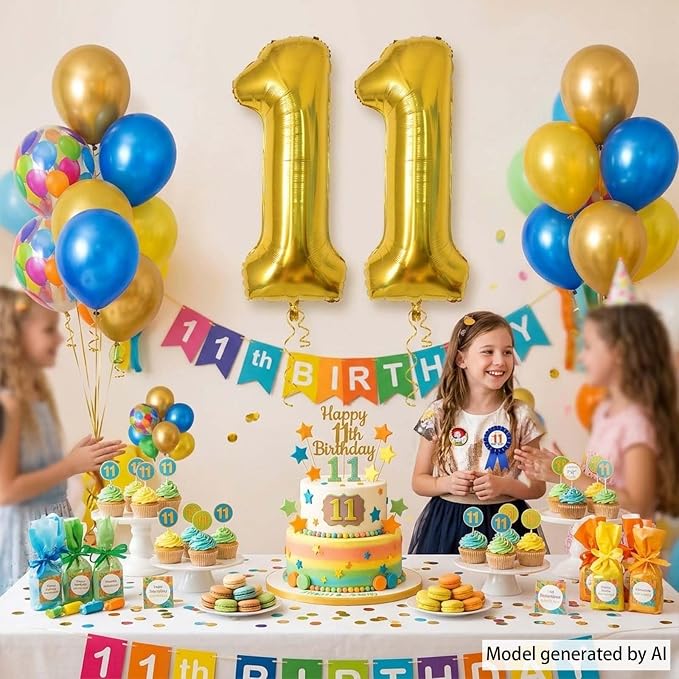 Gold Number 11 Balloon 40 Inch, Shiny Foil Decor - Image 6