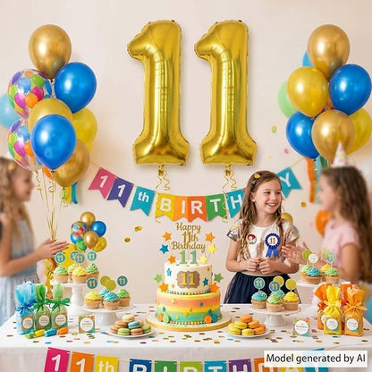 Gold Number 11 Balloon 40 Inch, Shiny Foil Decor - Image 6