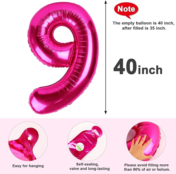 9 Balloon Number 40 Inch Hot Pink Balloons - Image 5